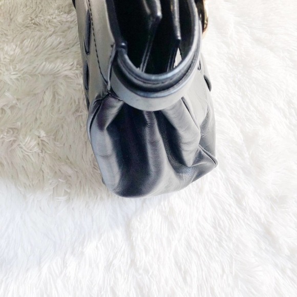 Badgley Mischka Leather Satchel Gold Buckles and Detailing - Picture 6 of 8